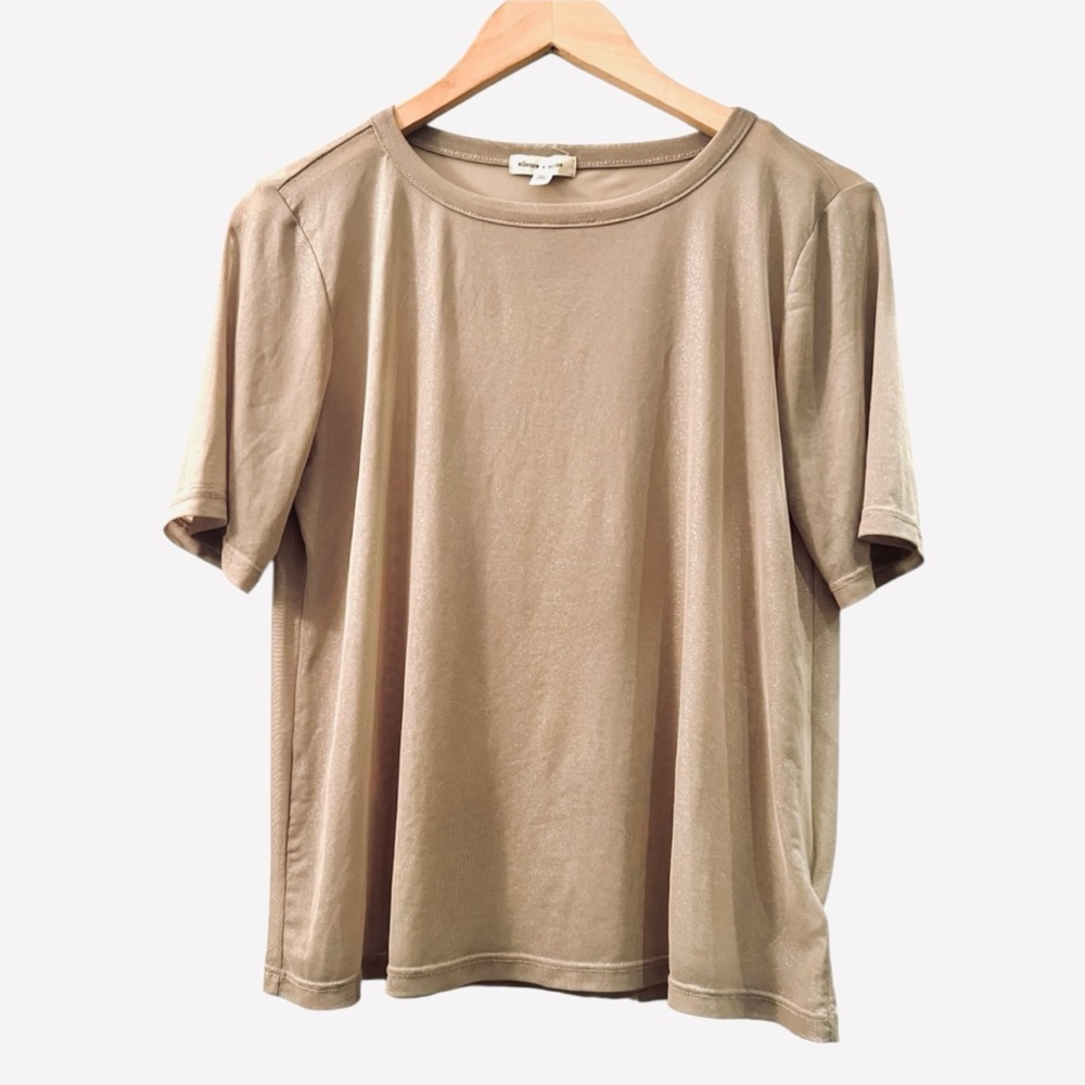 Sheer Sparkly Tan Tee Top